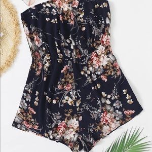 Plus Floral Print Tube Romper